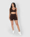 Brown 2-Piece Crop Top & High-Waisted Shorts Set