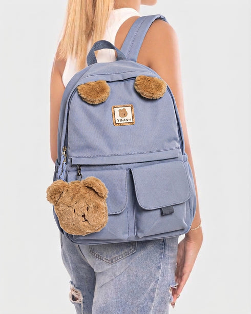 Cute Bear Blue Casual Backpack