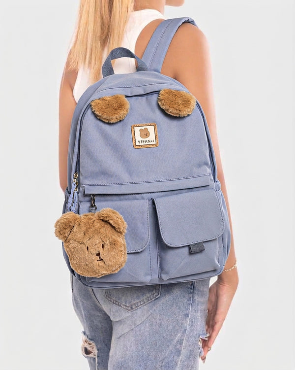 Cute Bear Blue Casual Backpack