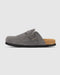 Birken Dark Grey suede clog