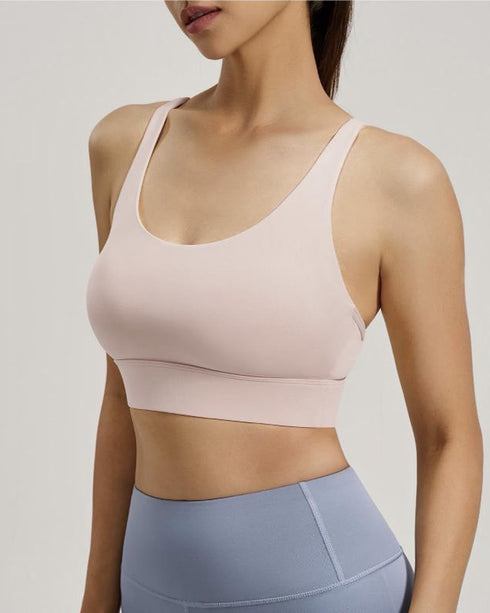 Women's Pink Strappy Sports Bra