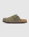 Birken Olive suede clog