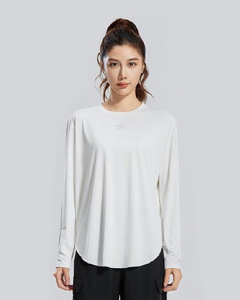 Women's White Long Sleeve Yoga Top