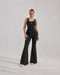 Women's Black Ribbed Flare Yoga Jumpsuit
