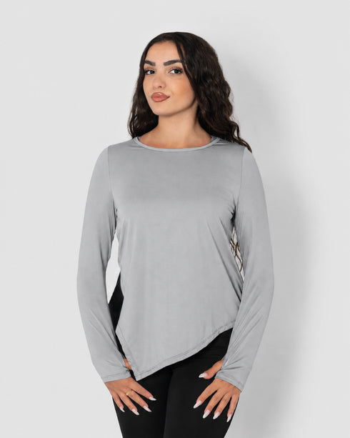 Women's gray Long Sleeve Workout Top
