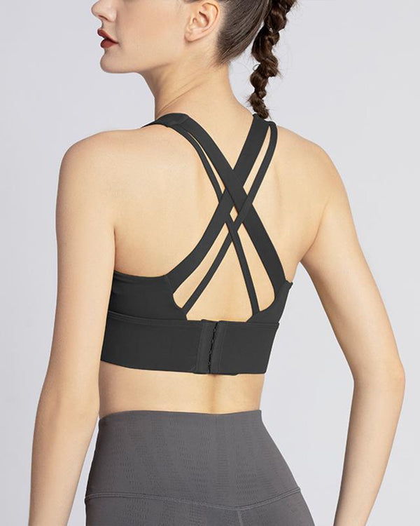 Women's Black Medium Support Sports Bra