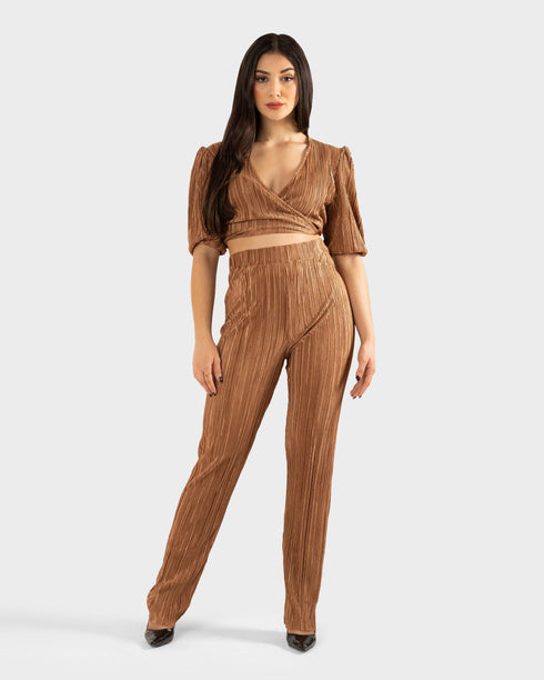 STYLE-Brown-Pleated Set