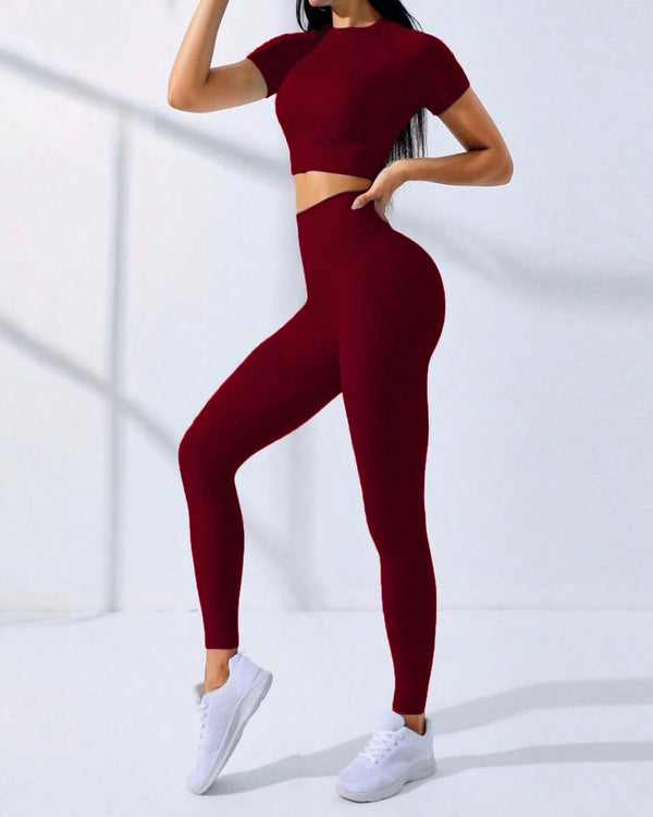 Women's Burgundy 2PCS Activewear Set