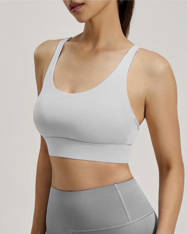 Women's Grey Strappy Sports Bra