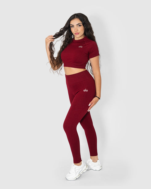 Women's Burgundy 2PCS Activewear Set