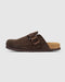 Birken Dark Brown suede clog
