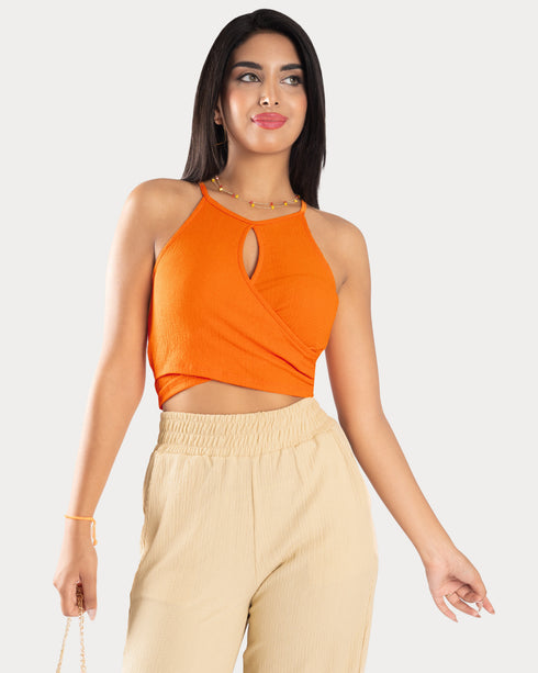 STYLE-Orange-Cut Out Crop Top