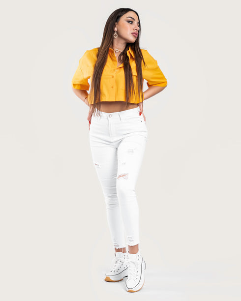 STYLE-Orange-Way Up Cropped Blouse