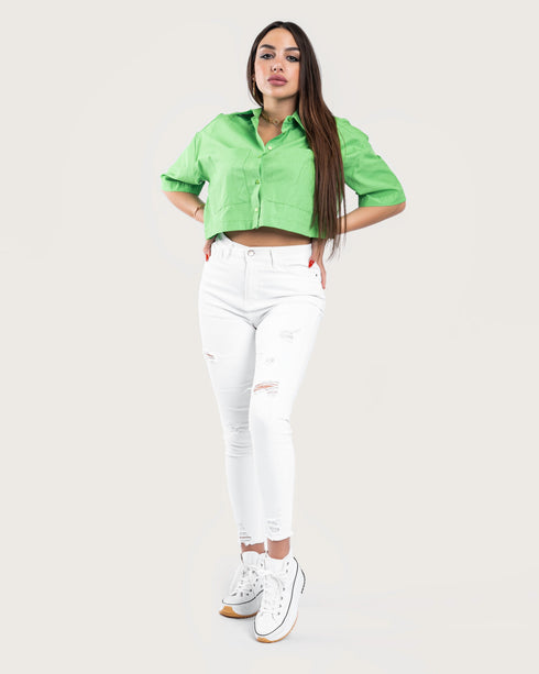 STYLE-Green-Way Up Cropped Blouse