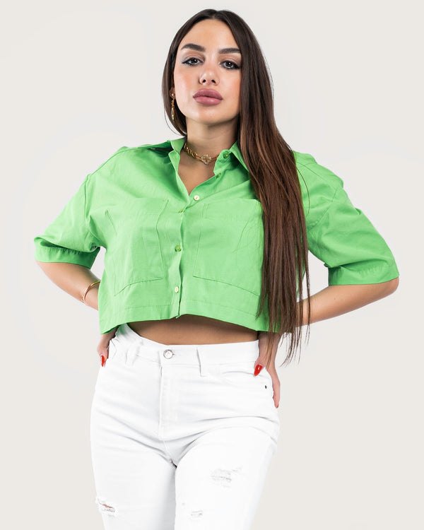 STYLE-Green-Way Up Cropped Blouse