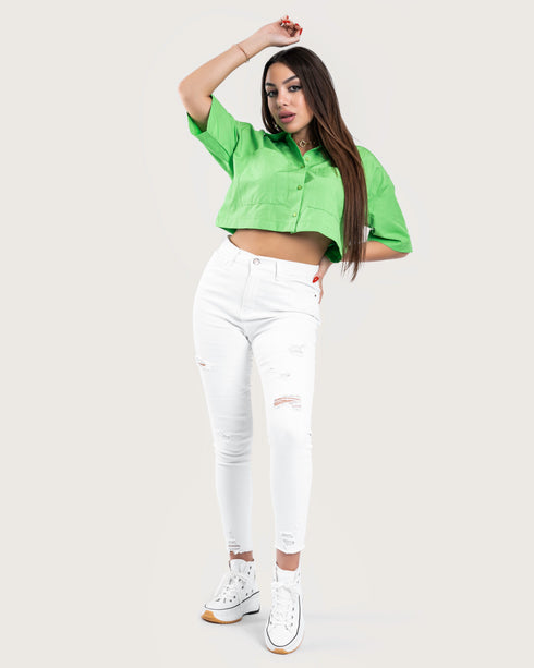 STYLE-Green-Way Up Cropped Blouse