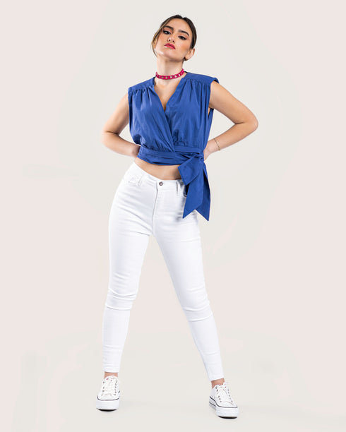 STYLE-Blue-Chloé Cropped Blouse