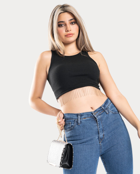 STYLE-Black-Embellish Crop Top