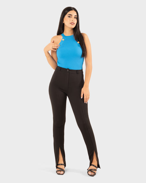 STYLE-Blue-Buttons Crop Top