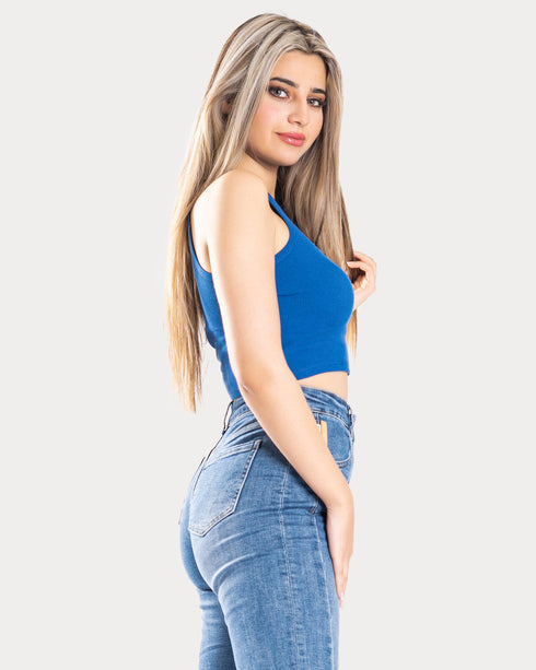 STYLE-Cobalt Blue-Game Over Cropped Tank Top