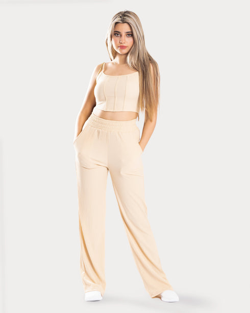 STYLE-Cream Beige-Cropped Corset Top