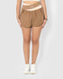 Women’s khaki high waisted yoga shorts with pockets