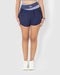 Women’s blue high waisted yoga shorts with pockets