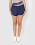 Women’s blue high waisted yoga shorts with pockets