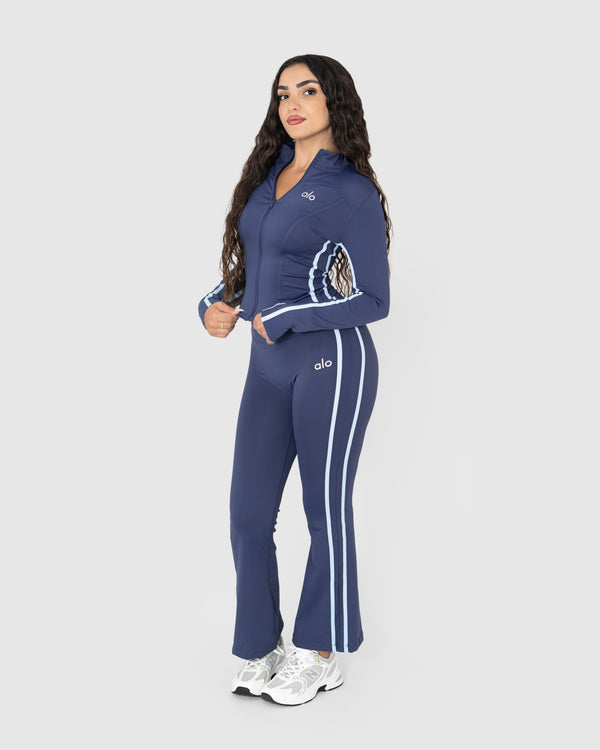 Women's Navy Full-Zip Yoga Jacket with Reflective Piping