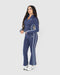 Women's Navy Full-Zip Yoga Jacket with Reflective Piping