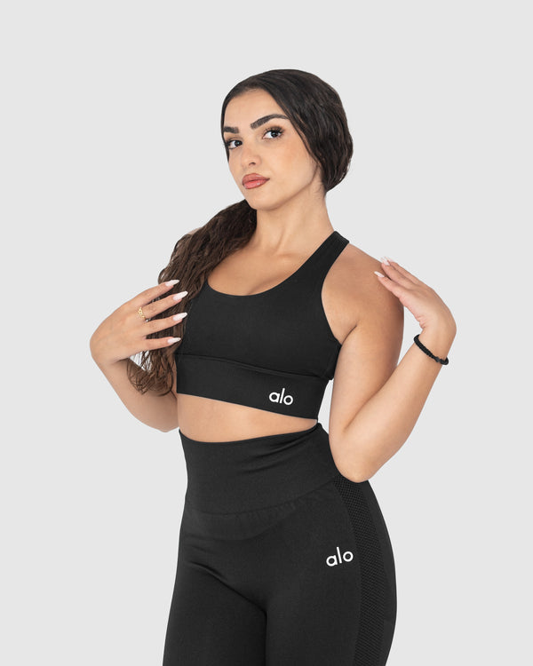 Women's Black Strappy Sports Bra
