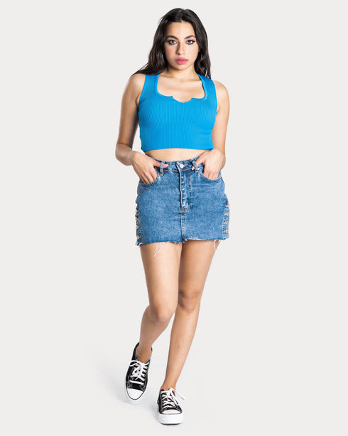STYLE-Blue-Daisy Crop Top