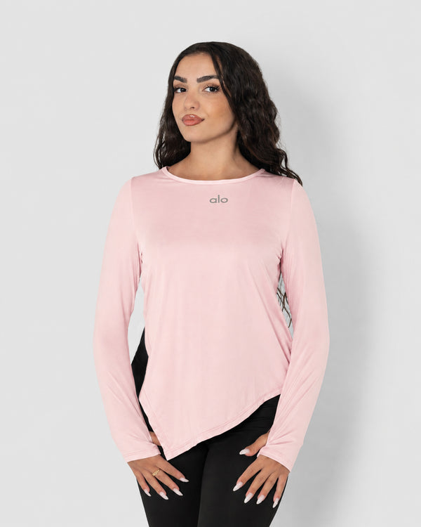 Women's Baby Pink Long Sleeve Workout Top