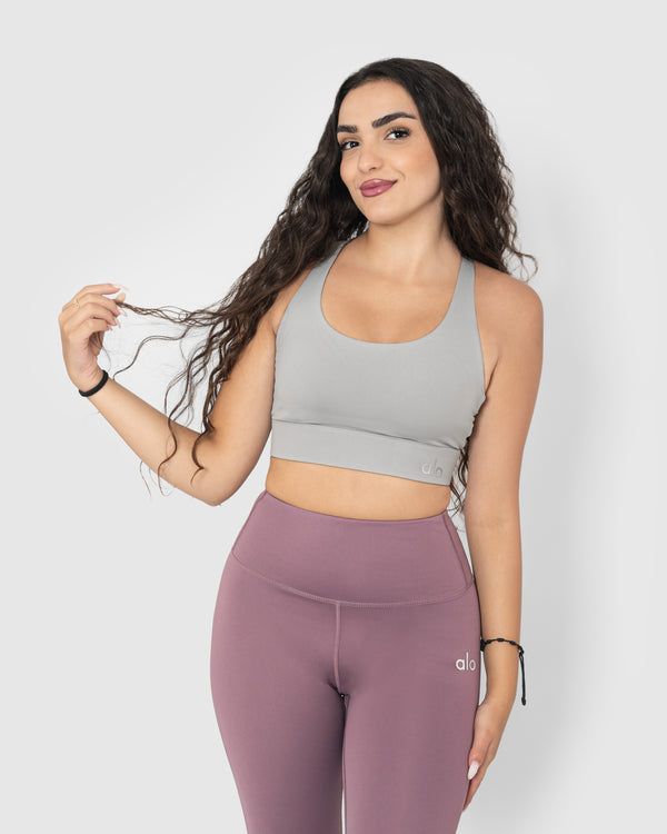 Women's Grey Strappy Sports Bra