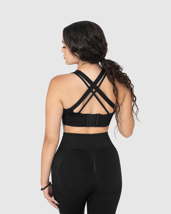Women's Black Medium Support Sports Bra