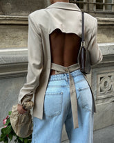STYLE-Beige-Cut Out Blazer