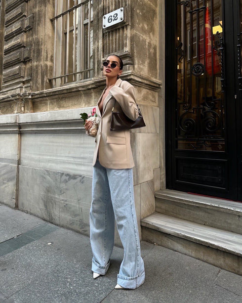 STYLE-Beige-Cut Out Blazer