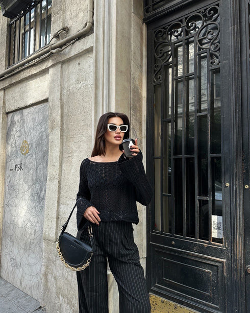 STYLE-Black-Knitted Top