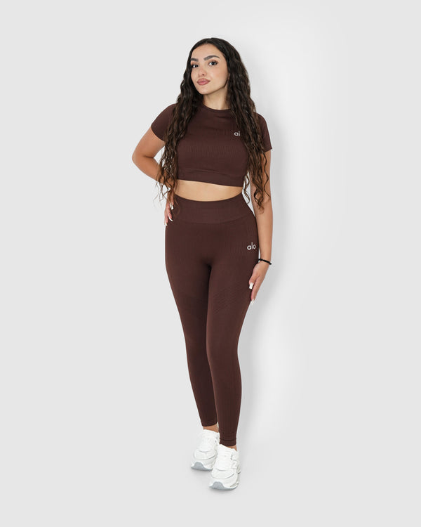Women's Brown 2PCS Activewear Set