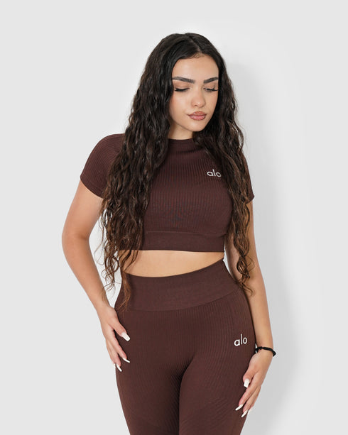 Women's Brown 2PCS Activewear Set