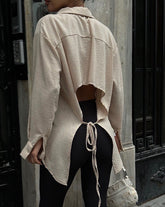 STYLE-Beige-Backless Shirt