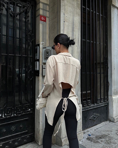 STYLE-Beige-Backless Shirt