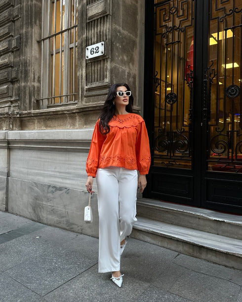 STYLE-Orange-Vintage Blouse