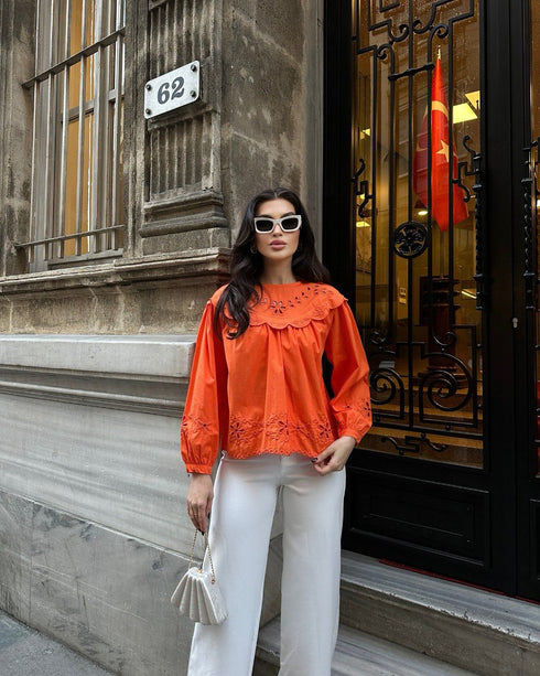 STYLE-Orange-Vintage Blouse