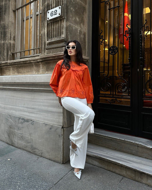 STYLE-Orange-Vintage Blouse