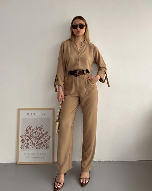 STYLE-Beige-Loose Jumpsuit