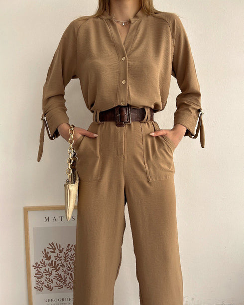 STYLE-Beige-Loose Jumpsuit