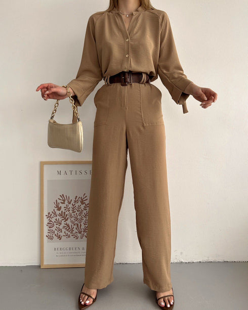 STYLE-Beige-Loose Jumpsuit
