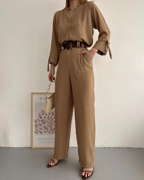 STYLE-Beige-Loose Jumpsuit