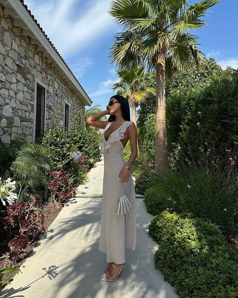 STYLE-Beige-Ruffle Dress